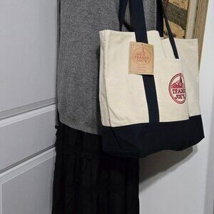 Trader Joe's Blue Classic  Canvas Large Cotton Tote Bag- Made in Vietnam